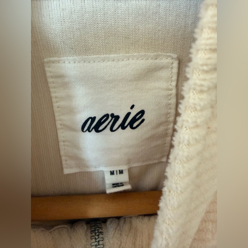 Aerie Grooveon Velour Fill Zip Soft Oat M - Picture 7 of 9